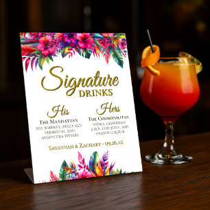 Signe De Table Signature Boissons Tropical Garden Wedding