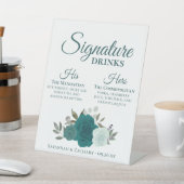 Signe De Table Signature Boissons Turquoise & Aqua Rose Mariage (In SItu)