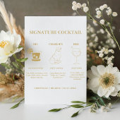 Signe De Table Signature Chic Gold Coctail Boire Bar Mariage Sign