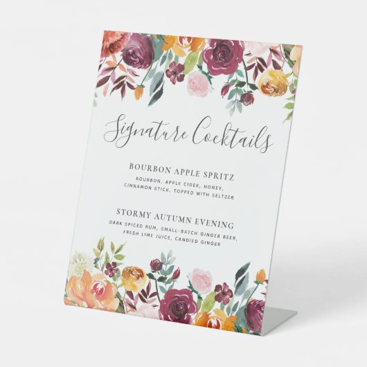 Signe De Table Signature Cocktails Automne Mariage Menu (Recto)