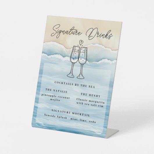 Signe De Table Signature de mariage de plage Boisson Signal avec (Recto)