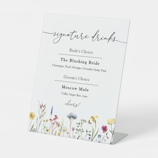 Signe De Table Signature fleur sauvage Boissons Signal Pedestal (Recto)