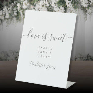 Signe De Table Signature grise écriture Love Is Sweet Favor