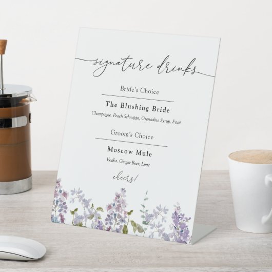 Signe De Table Signature Lavande et Lilacs Boissons Signal Piéton (In SItu)