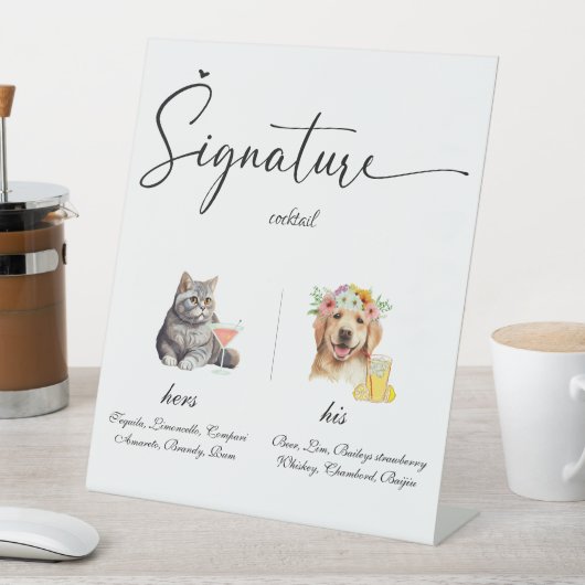 Signe De Table Signature Mariage Animaux de compagnie Boissons Ba (In SItu)