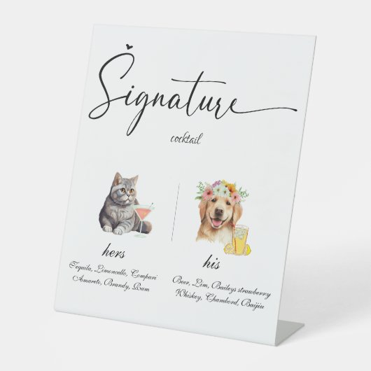 Signe De Table Signature Mariage Animaux de compagnie Boissons Ba (Recto)