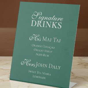 Signe De Table Signature minimaliste moderne Mariage Boissons