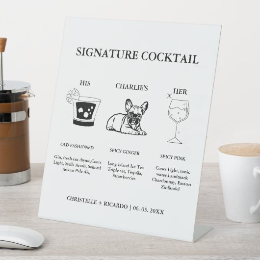 Signe De Table Signature moderne Cocktail Boire Bar Mariage Panne (In SItu)