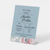 Signe De Table signature rose d'aquarelle bleue mariage cocktail (Recto)