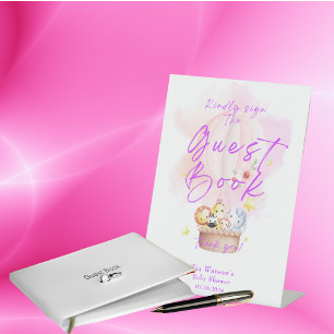 Signe De Table Signer le livre d'invités Bébé Animaux Safari