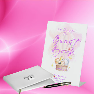 Signe De Table Signer le livre d'invités Bébé Animaux Safari