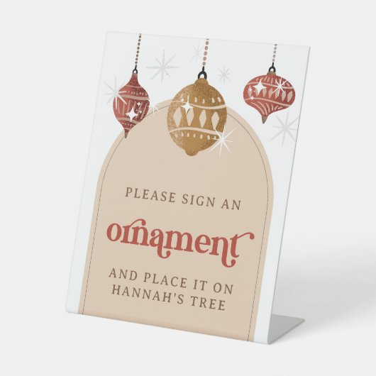 Signe De Table Signer un ornement rétro Bauble nuptiale de Noël (Recto)