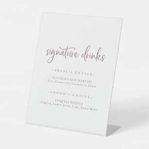 Signe De Table Signet Boissons Rustique Rose Gold Script Signatur