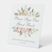 Signe De Table S'il vous plaît signer Livre d'invité Élégant Flor (Recto)