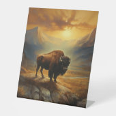 Signe De Table Silhouette de Bison de Buffalo au Coucher du Solei (Recto)