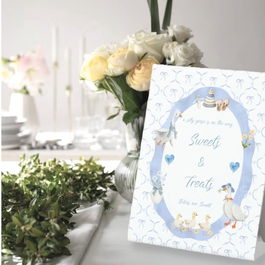 Signe De Table Silly Goose Whimsical Bow Baby Boy Shower