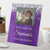 Signe De Table Silver Glitter Indigo Foil Photo 40th Birthday (In SItu)