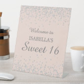 Signe De Table Silver Parties scintillant Blush Pink Sweet 16 Nom (In SItu)