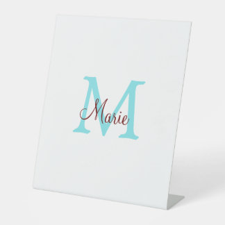 Signe De Table simple ajout de nom monogramme rose rouge jeton