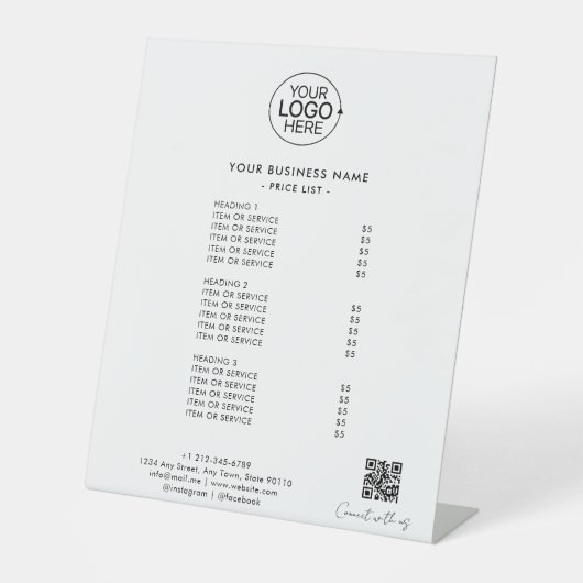 Signe De Table Simple Ajouter Logo Se Connecter Avec Nous Code QR (Recto)