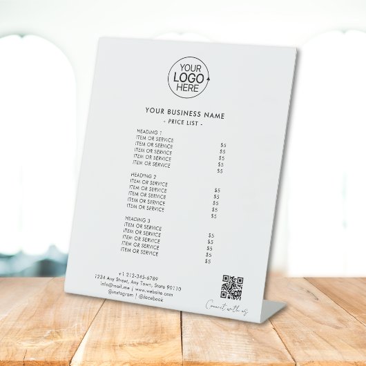 Signe De Table Simple Ajouter Logo Se Connecter Avec Nous Code QR