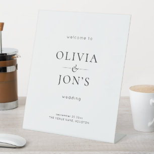 Signe De Table Simple Bienvenue de Mariage Noir et Blanc 