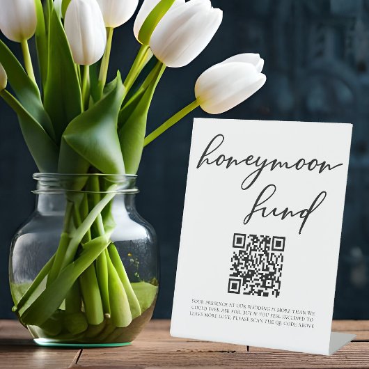 Signe De Table Simple Black Typography Mariage Honeymoon Fund