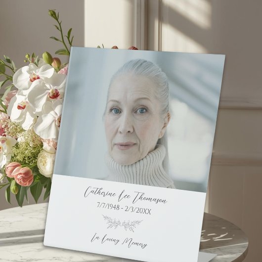 Signe De Table Simple Botanical Funeral Photo Pedestal Sign