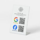Signe De Table Simple Business Google & Facebook Reviews QR Code (Recto)