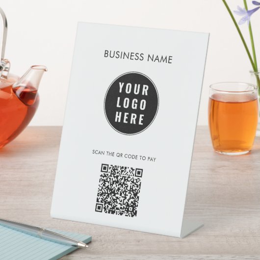 Signe De Table Simple Business Logo Modern QR Code Custom (In SItu)