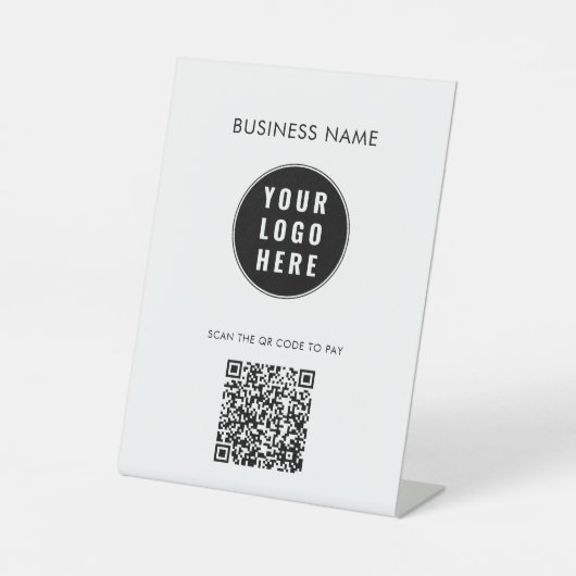 Signe De Table Simple Business Logo Modern QR Code Custom (Recto)