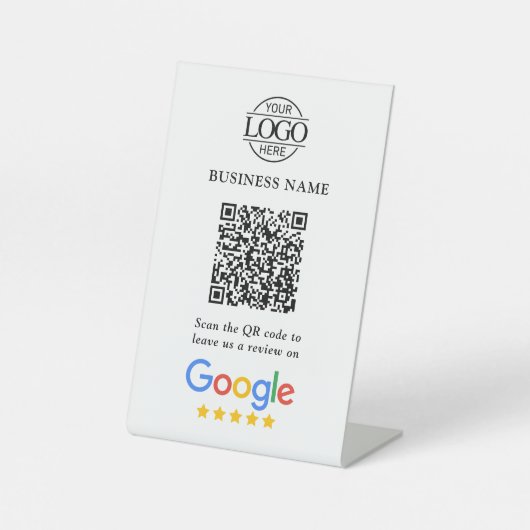 Signe De Table Simple Custom Google Reviews QR Code Business Logo (Recto)