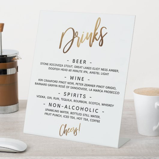 Signe De Table Simple écriture manuscrite d'or Typographie "Boiss (In SItu)