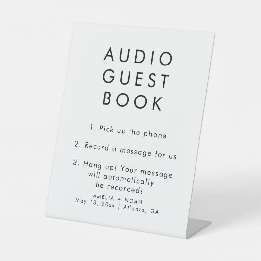 Signe De Table Simple Elegant Audio Mariage Guestbook (Recto)