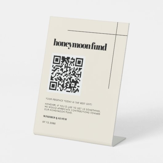 Signe De Table Simple élégant & chic Honeymoon fund Code QR (Recto)