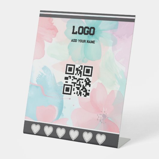 Signe De Table Simple elegant custom logo here company QR code  (Recto)