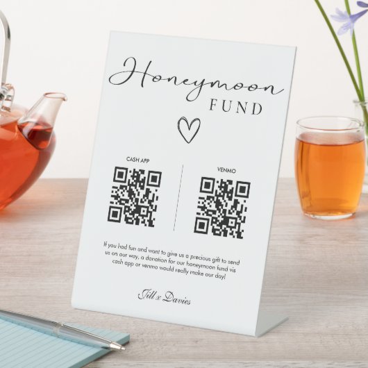 Signe De Table Simple Elegant Honeymoon Fund QR Code Mariage (In SItu)