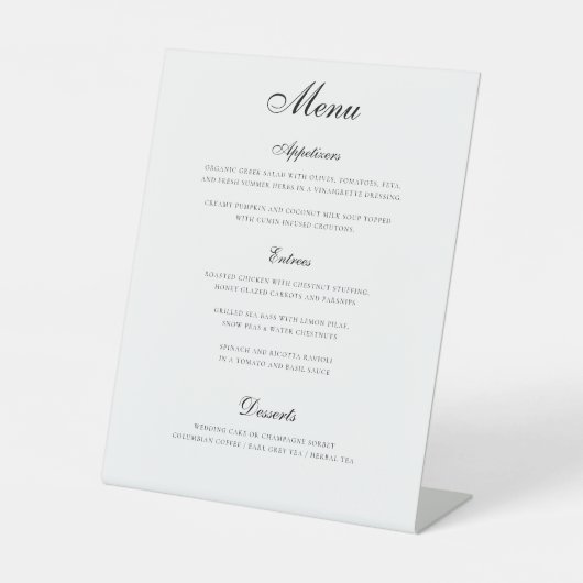 Signe De Table Simple Elegant Menu Mariage Trois Parcours (Recto)