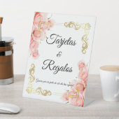 Signe De Table Simple Elegant Rose Rose Or Floral Quinceañera (In SItu)