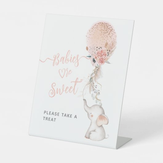 Signe De Table Simple Elephant & Balloon Baby shower doux régal (Recto)