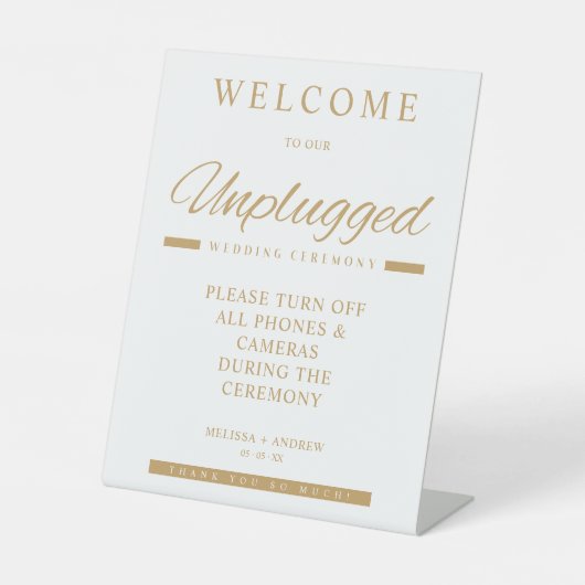 Signe De Table Simple Gold Minimalist Unplugged Wedding Sign (Recto)
