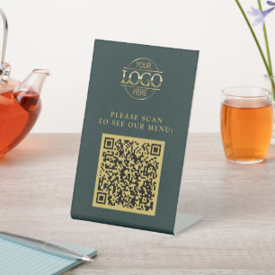 Signe De Table Simple Green Code QR de menu personnalisé pour les