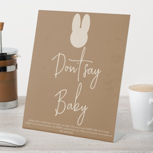 Signe De Table Simple lapin Ne dis pas bébé (In SItu)
