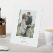 Signe De Table Simple Mariage Couple Photo Noms & Date Pedestal (In SItu)