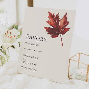 Signe De Table Simple Minimal Feuilles de automne Faveur mariage