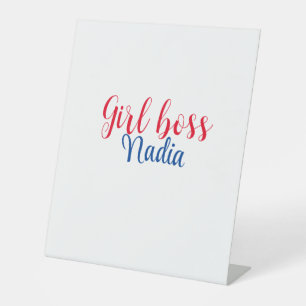 Signe De Table simple minimal girl boss ajouter nom texte image e