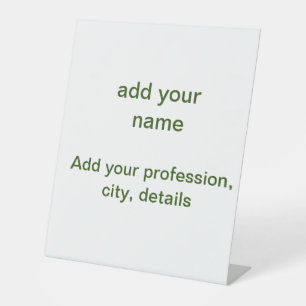 Signe De Table Simple minimal vert ajoutez votre texte nom photo