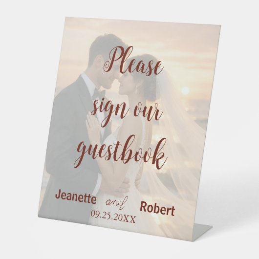 Signe De Table Simple Minimalist Wedding Photo Sunset Beach (Recto)