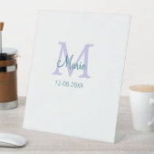 Signe De Table simple minimum ajouter nom monogramme violet vert  (In SItu)