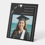 Signe De Table Simple modern photo black Graduation Party welcome (Recto)